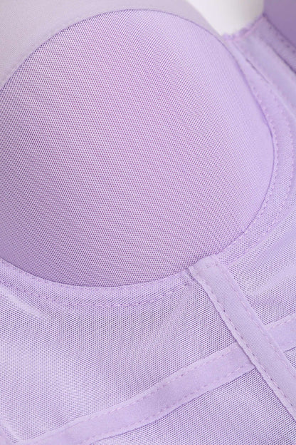 Bustier Top Push-Up avec Coupes Balconnets et Dentelle