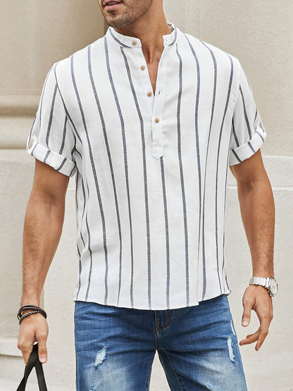 Chemise Coton Rayée Manches Courtes Homme