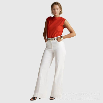 Jean femme taille haute confort et décontracté avec poches - PanierRoyale