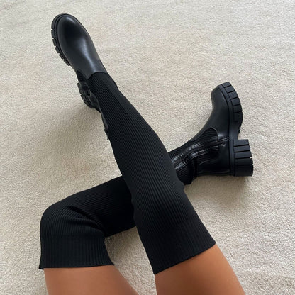 Bottes Femmes Hautes Élastiques Confort & Style Élégant - PanierRoyale