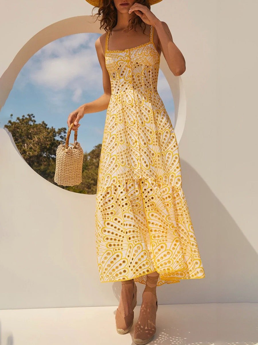 Robe Longue Été Bohème à Fleur Brodée - PanierRoyale