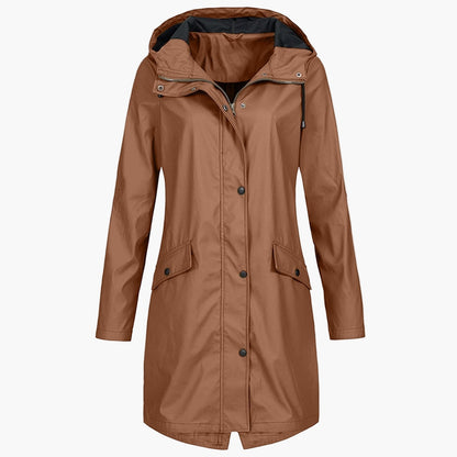 Manteau Imperméable Femme à Capuche Longue