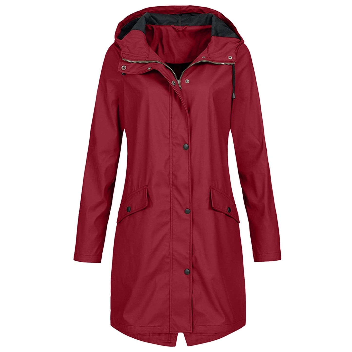 Veste Imperméable Longue Femme avec Fermeture Éclair
