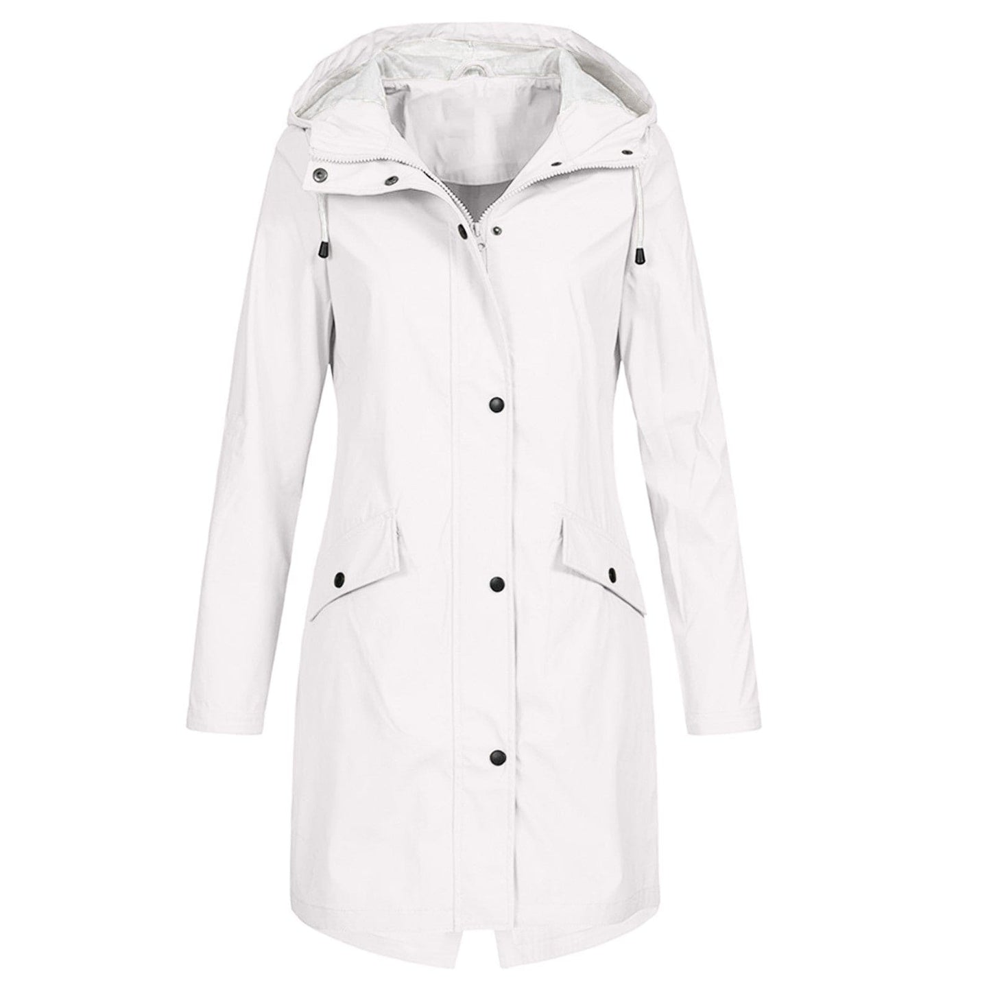 Veste Imperméable Longue Femme avec Fermeture Éclair