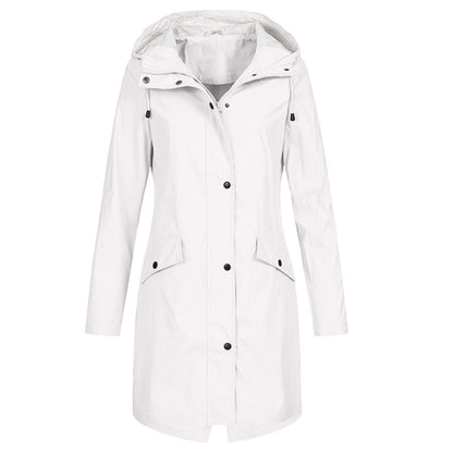 Veste Imperméable Longue Femme avec Fermeture Éclair