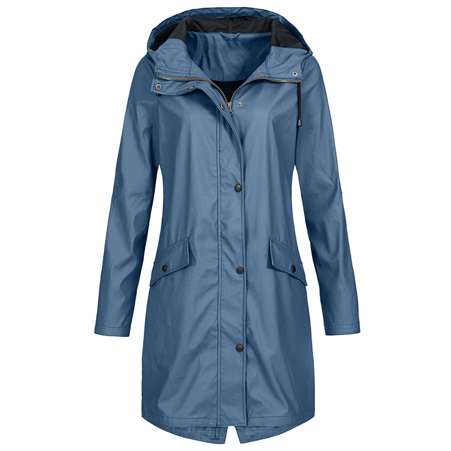 Veste Imperméable Longue Femme avec Fermeture Éclair