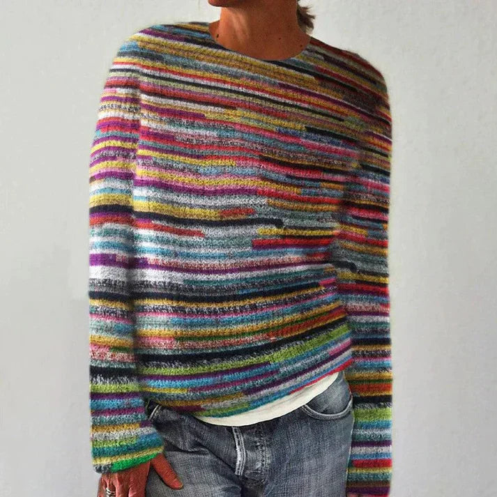 Pull Rayé Femme Hiver Coloré et Doux - PanierRoyale