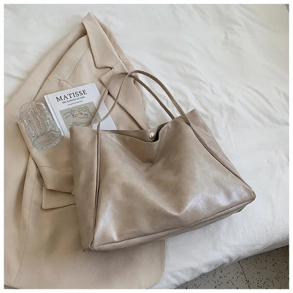 Sac à épaule en cuir femme grand volume