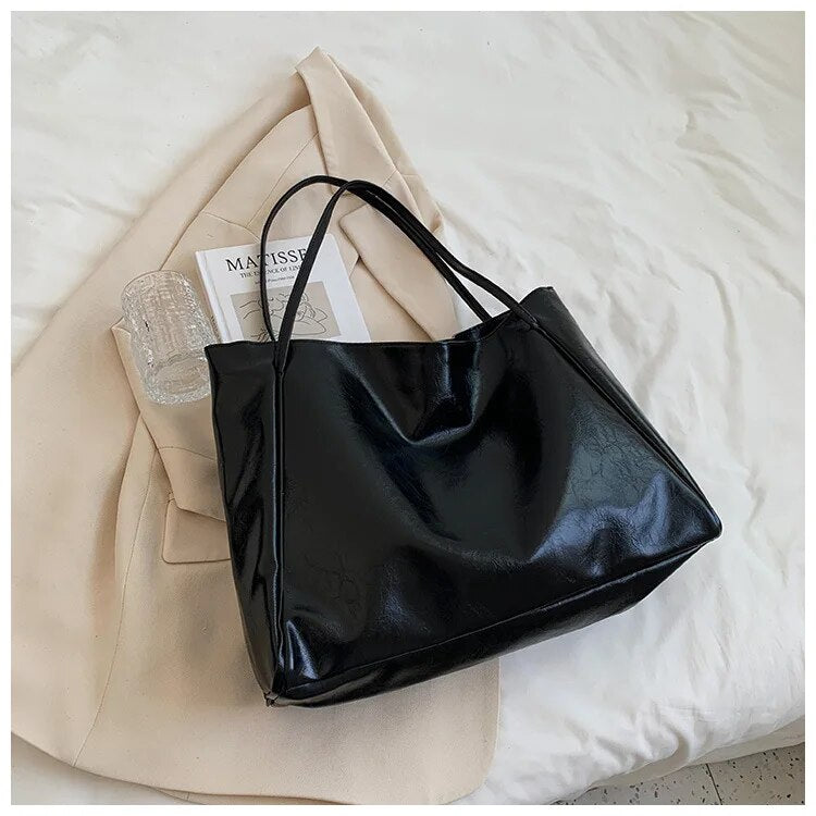 Sac à épaule en cuir femme grand volume
