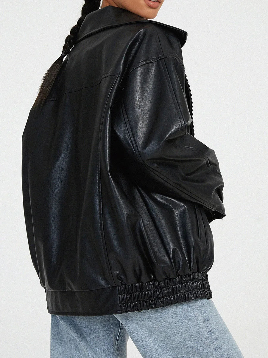 Blouson Cuir Féminin Streetwear Chic