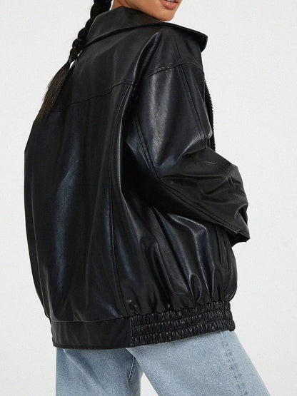 Blouson Cuir Féminin Streetwear Chic