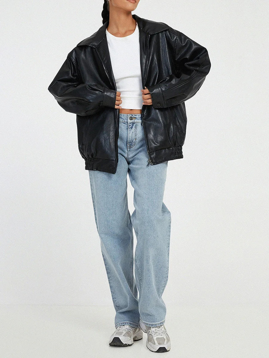 Blouson Cuir Féminin Streetwear Chic - BerlinGlamour