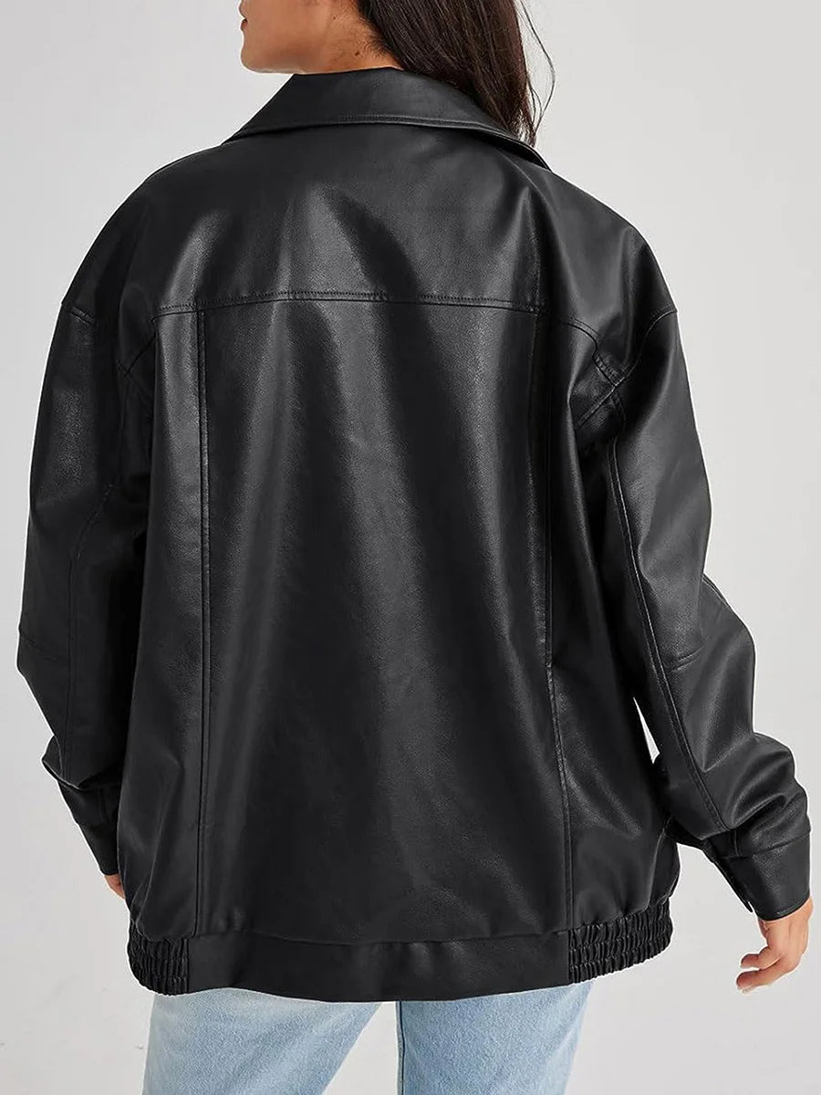 Blouson Cuir Féminin Streetwear Chic