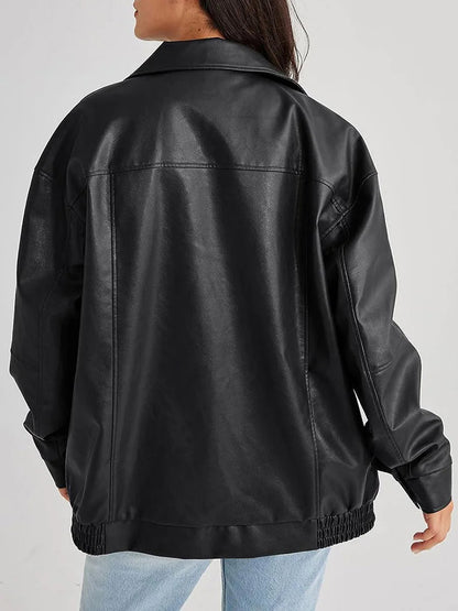 Blouson Cuir Féminin Streetwear Chic