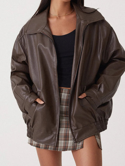 Blouson Cuir Féminin Streetwear Chic