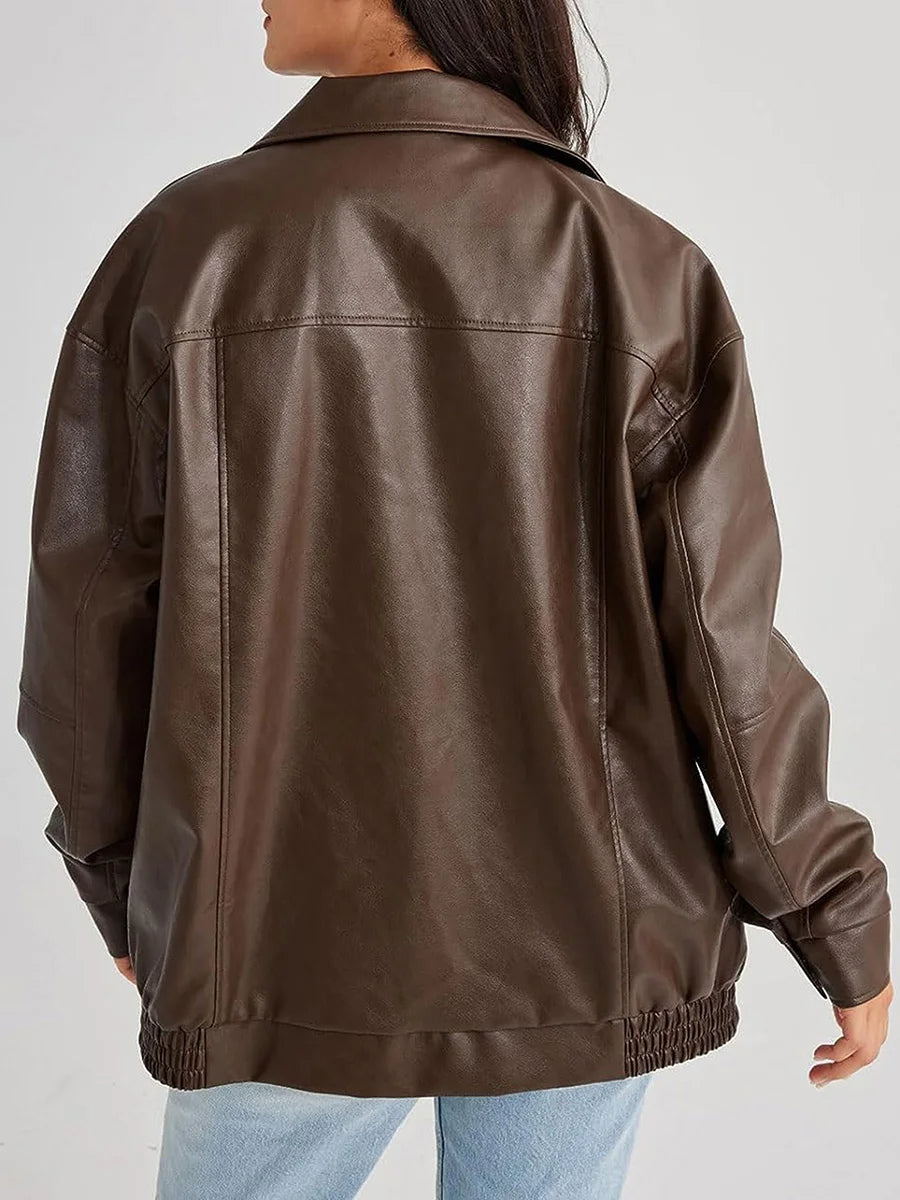 Blouson Cuir Féminin Streetwear Chic