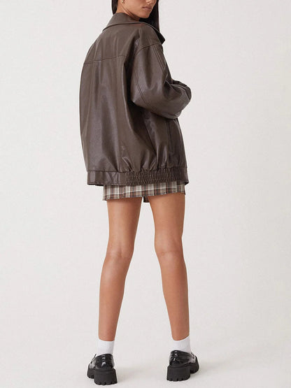 Blouson Cuir Féminin Streetwear Chic