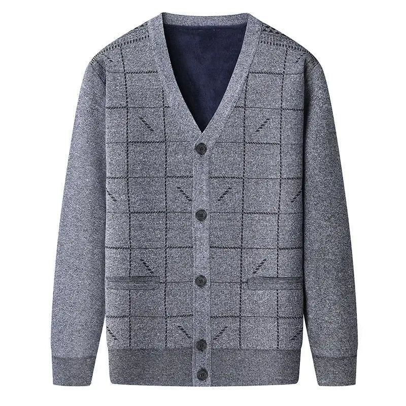 Cardigan Homme Tricoté Col V Manches Longues - PanierRoyale