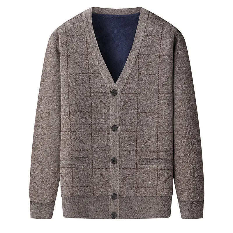 Cardigan Homme Tricoté Col V Manches Longues