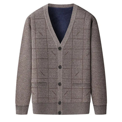 Cardigan Homme Tricoté Col V Manches Longues