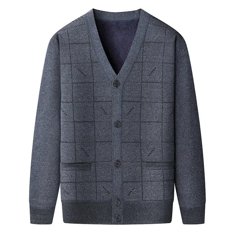 Cardigan Homme Tricoté Col V Manches Longues