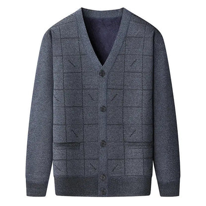 Cardigan Homme Tricoté Col V Manches Longues