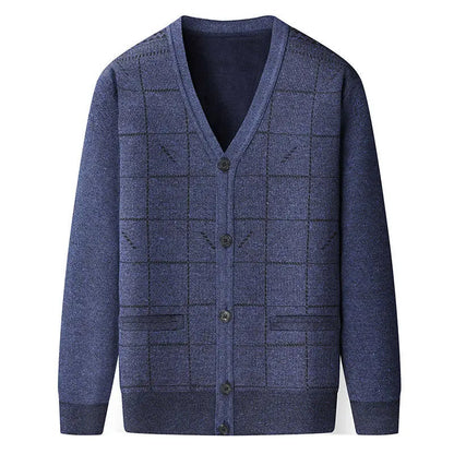 Cardigan Homme Tricoté Col V Manches Longues