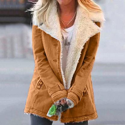 Veste Femme Doublure Fausse Fourrure Coupe Ajustée Hiver - PanierRoyale