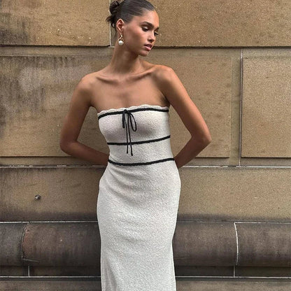 Olivia™ – Ensemble Tailleur Femme Élégant avec Haut Bandeau et Jupe Longue-3