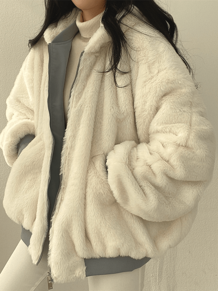 Veste femme hivernale douillette à manches longues avec poches