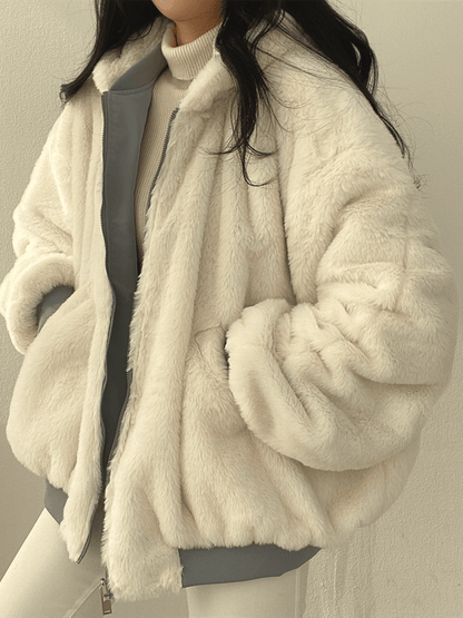 Veste femme hivernale douillette à manches longues avec poches