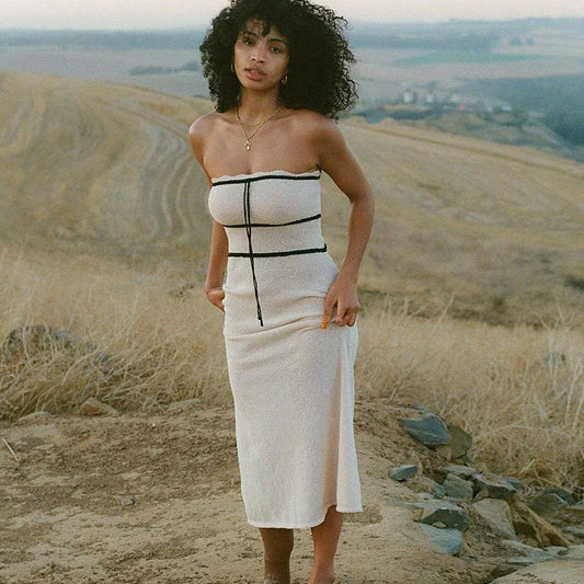Olivia™ – Ensemble Tailleur Femme Élégant avec Haut Bandeau et Jupe Longue-1
