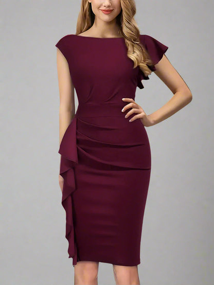 Robe Cocktail Féminine à Volants Élégante
