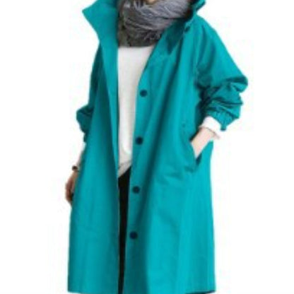 Veste Imperméable Longue Femme pour Pluie avec Capuchon