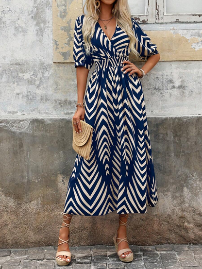Robe Longue Femme à Ceinture avec Imprimé Floral Élégant