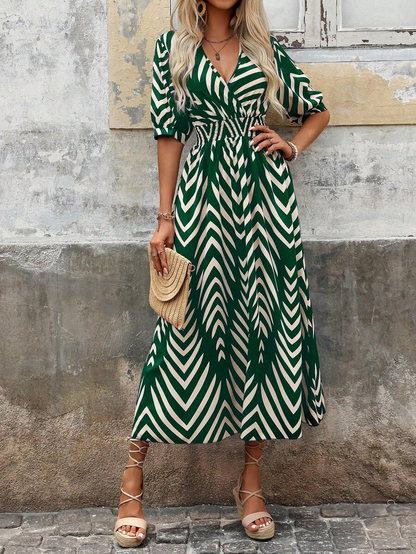 Robe Longue Femme à Ceinture avec Imprimé Floral Élégant