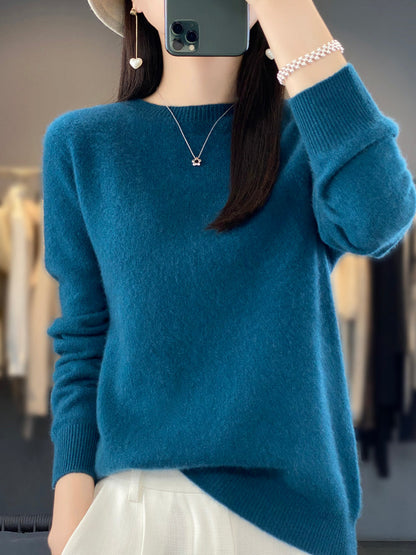 Pull Femme Col Rond Vert Émeraude