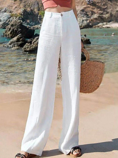 Pantalon Lin Blanc Léger pour Été - PanierRoyale