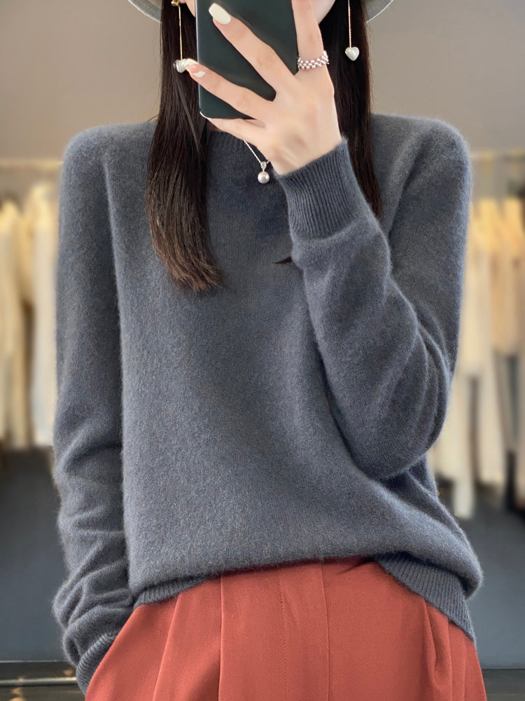 Pull Femme Col Rond Vert Émeraude