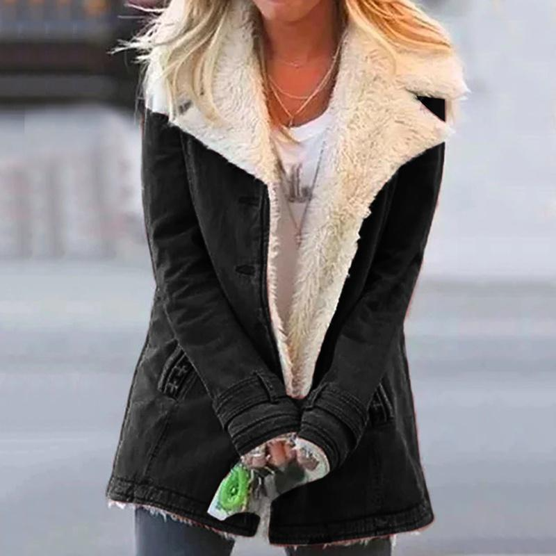 Veste Femme Doublure Fausse Fourrure Coupe Ajustée Hiver