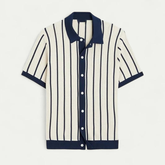 Chemise Homme Manches Courtes Rayée Lin pour Été - PanierRoyale