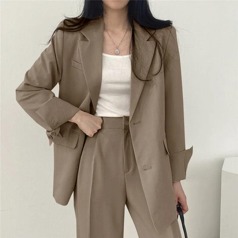 Costume Femme Tailleur 2 Pièces avec Blazer Long