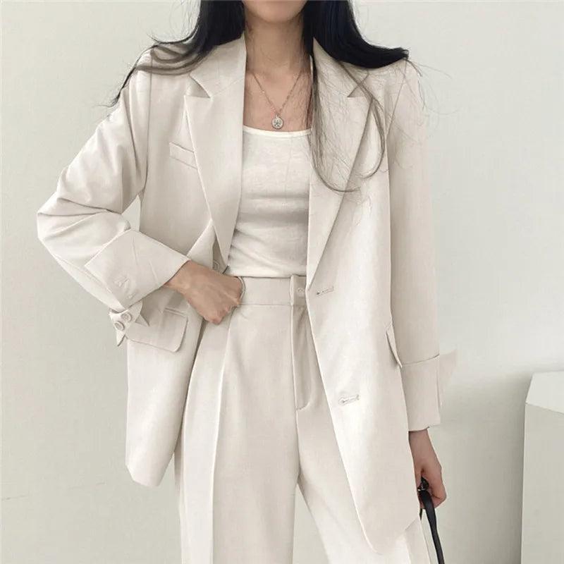 Costume Femme Tailleur 2 Pièces avec Blazer Long