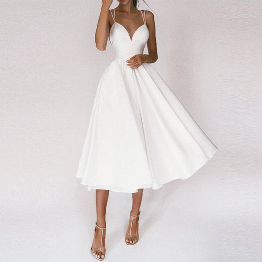 Robe Femme Longue Col en V et Dos Nu Chic - PanierRoyale