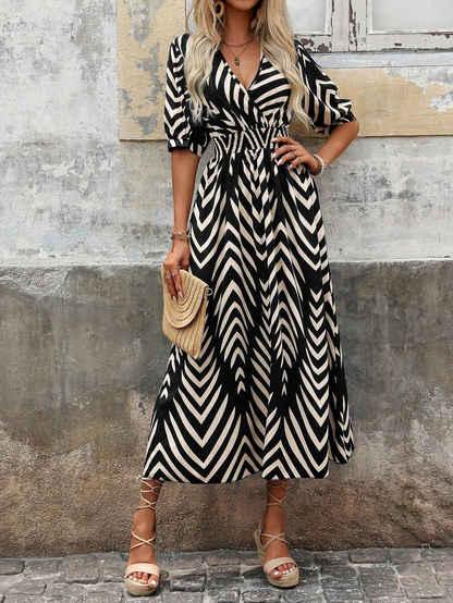 Robe Longue Femme à Ceinture avec Imprimé Floral Élégant