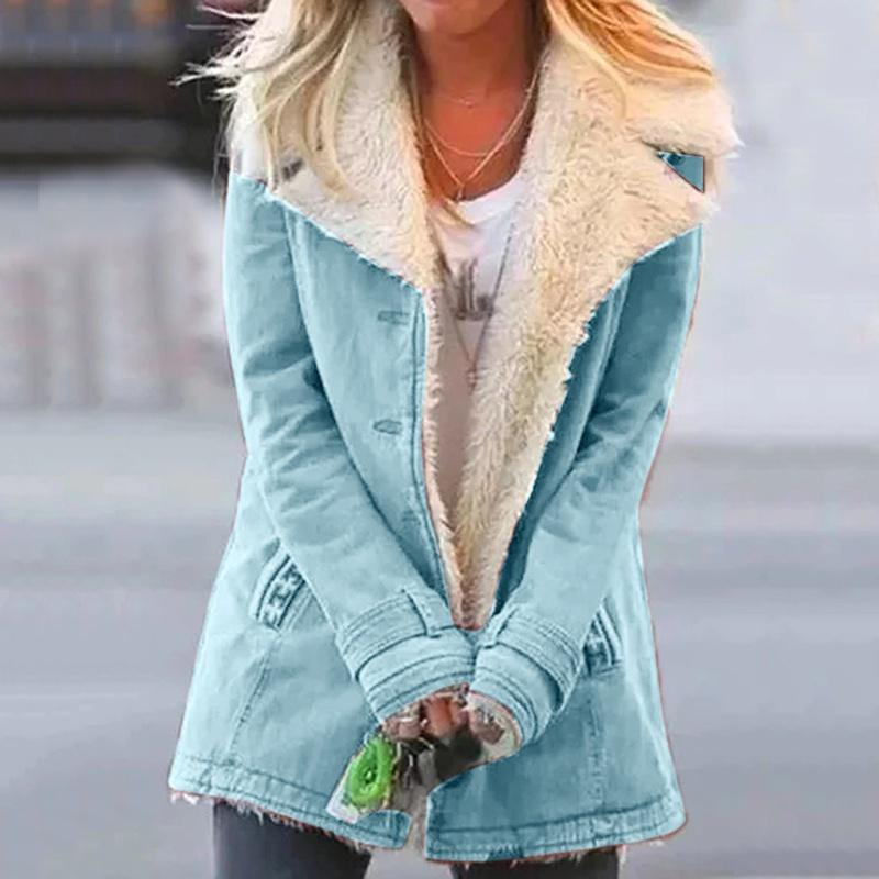Veste Femme Doublure Fausse Fourrure Coupe Ajustée Hiver