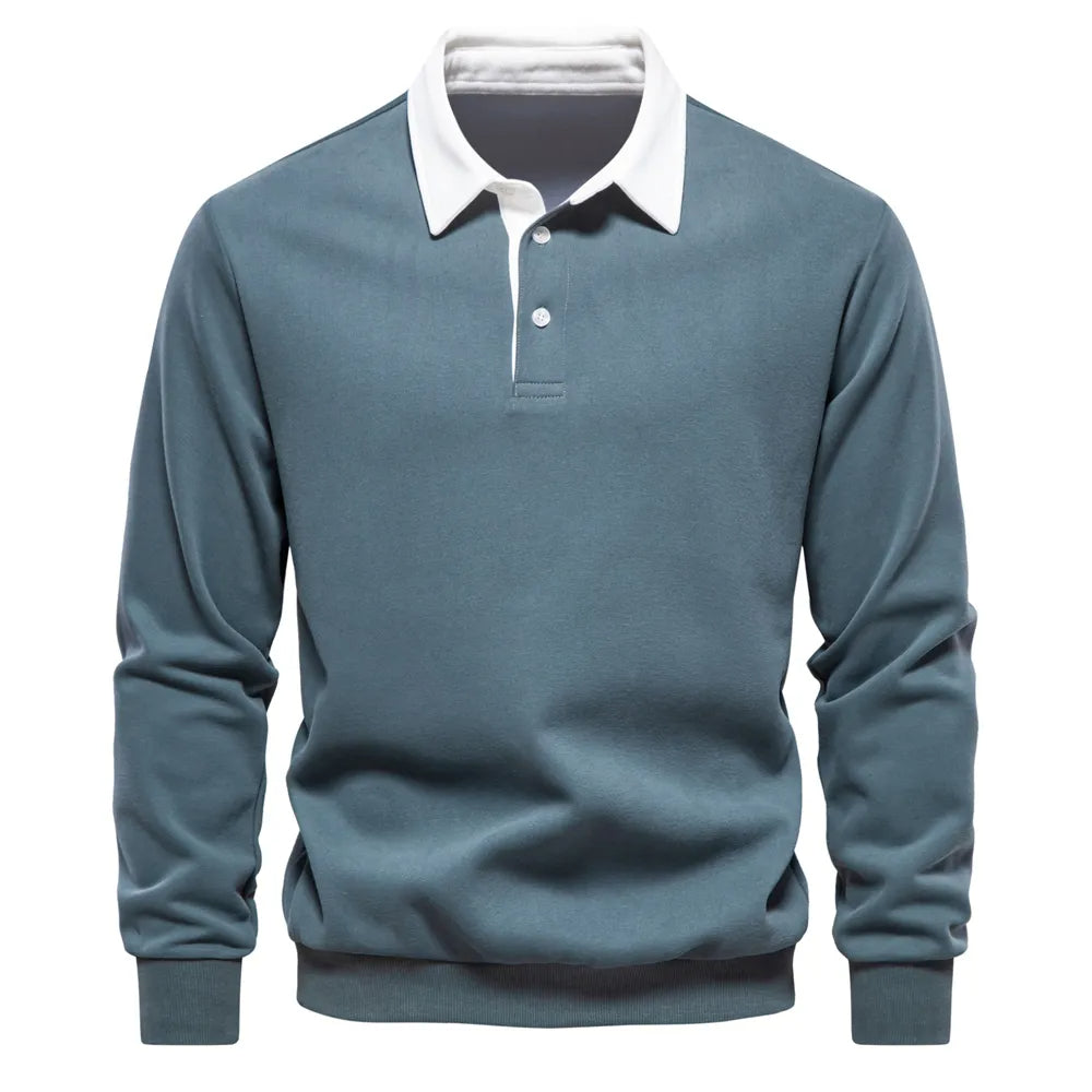 Polo Homme Manches Longues Élégant pour Hiver