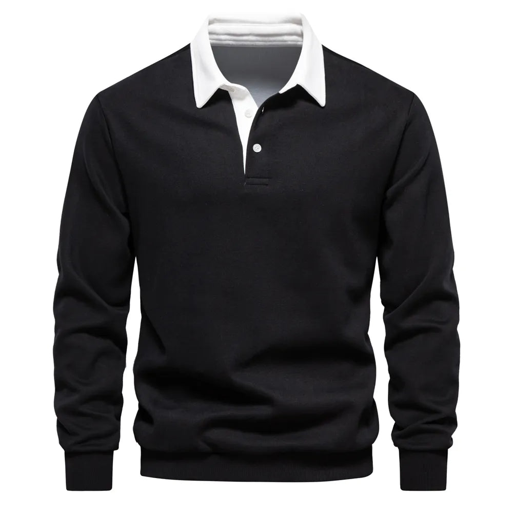 Polo Homme Manches Longues Élégant pour Hiver