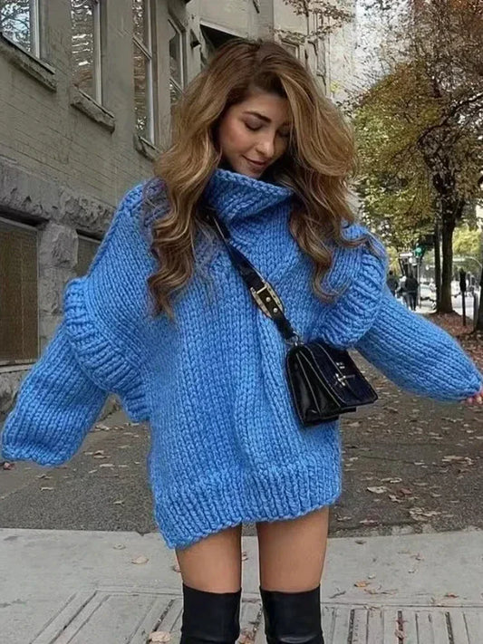 Pull Grande Taille Féminin Col Roulé Chaud Hiver - PanierRoyale