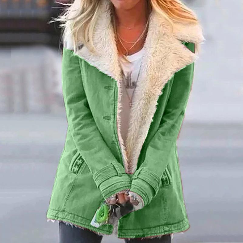 Veste Femme Doublure Fausse Fourrure Coupe Ajustée Hiver